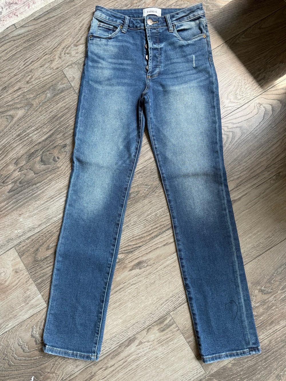 EVEREVE High Rise Button Fly Straight Leg Jeans Size 26